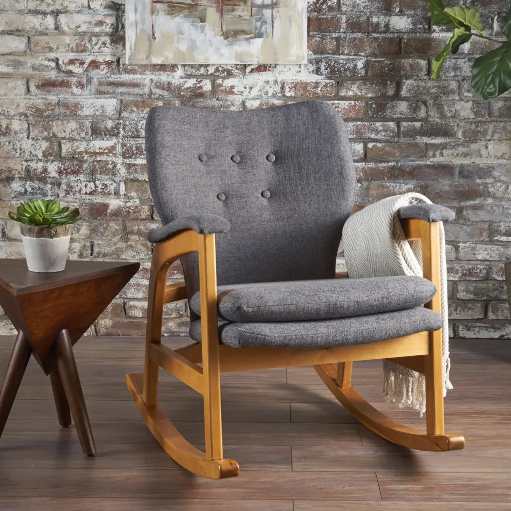 Mid Century Gray Material Rocking Chair Living Room nh-ocean furniture