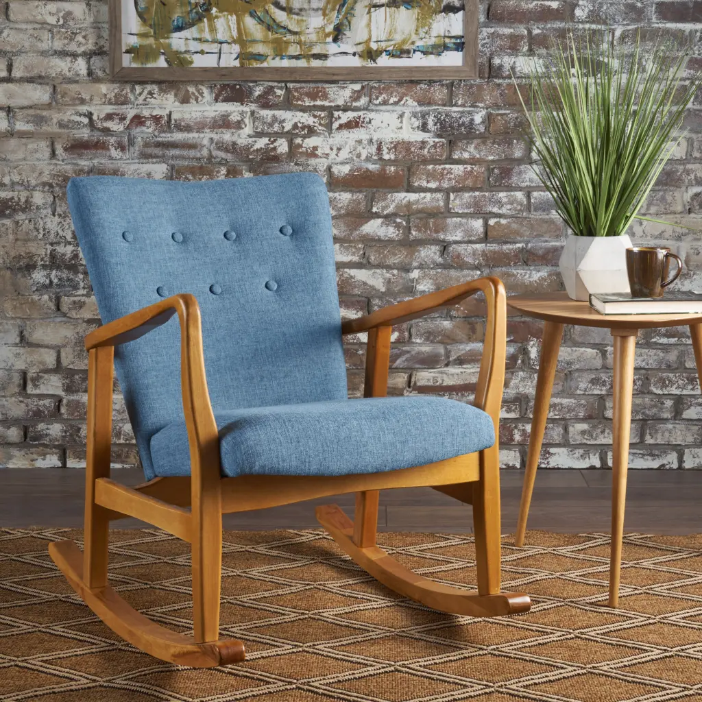 Solid Wood Rocking Chair Blue - Comfortable Nursery or Living Room Furniture nh-ocean furniture