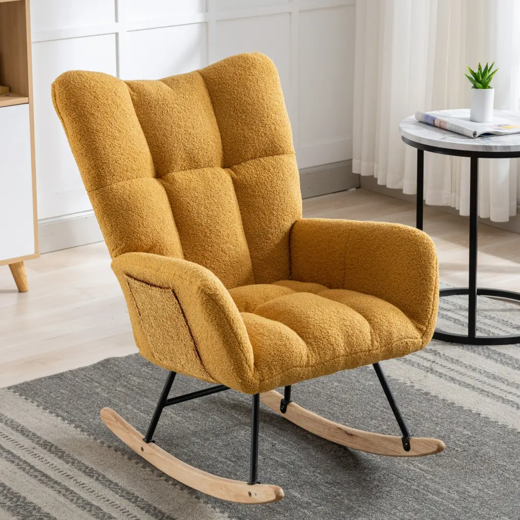 Soft Teddy Fabric Rocking Chair Pocket Nursery rnb