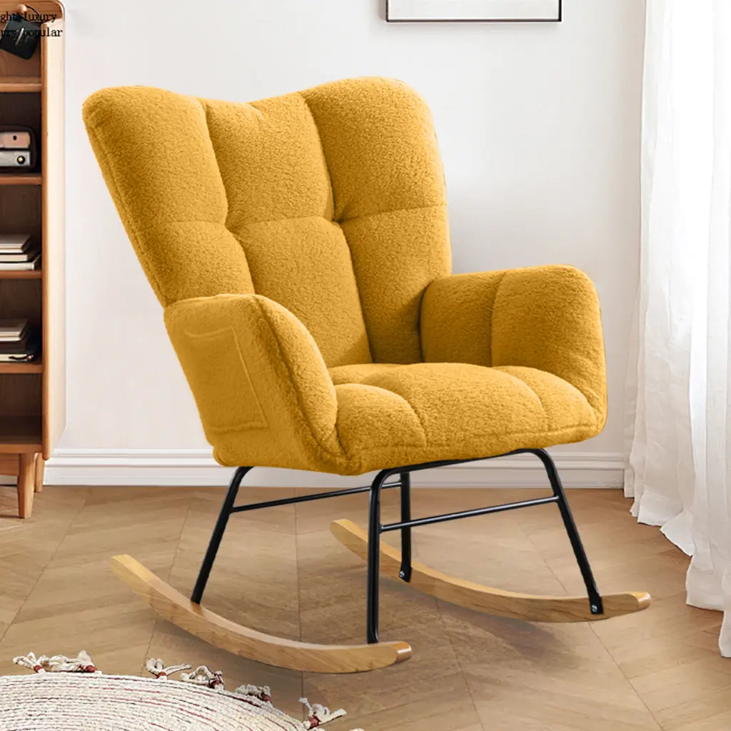 Teddy Fabric Modern Rocking Chair Nursery Accent Chair Living Room rnb