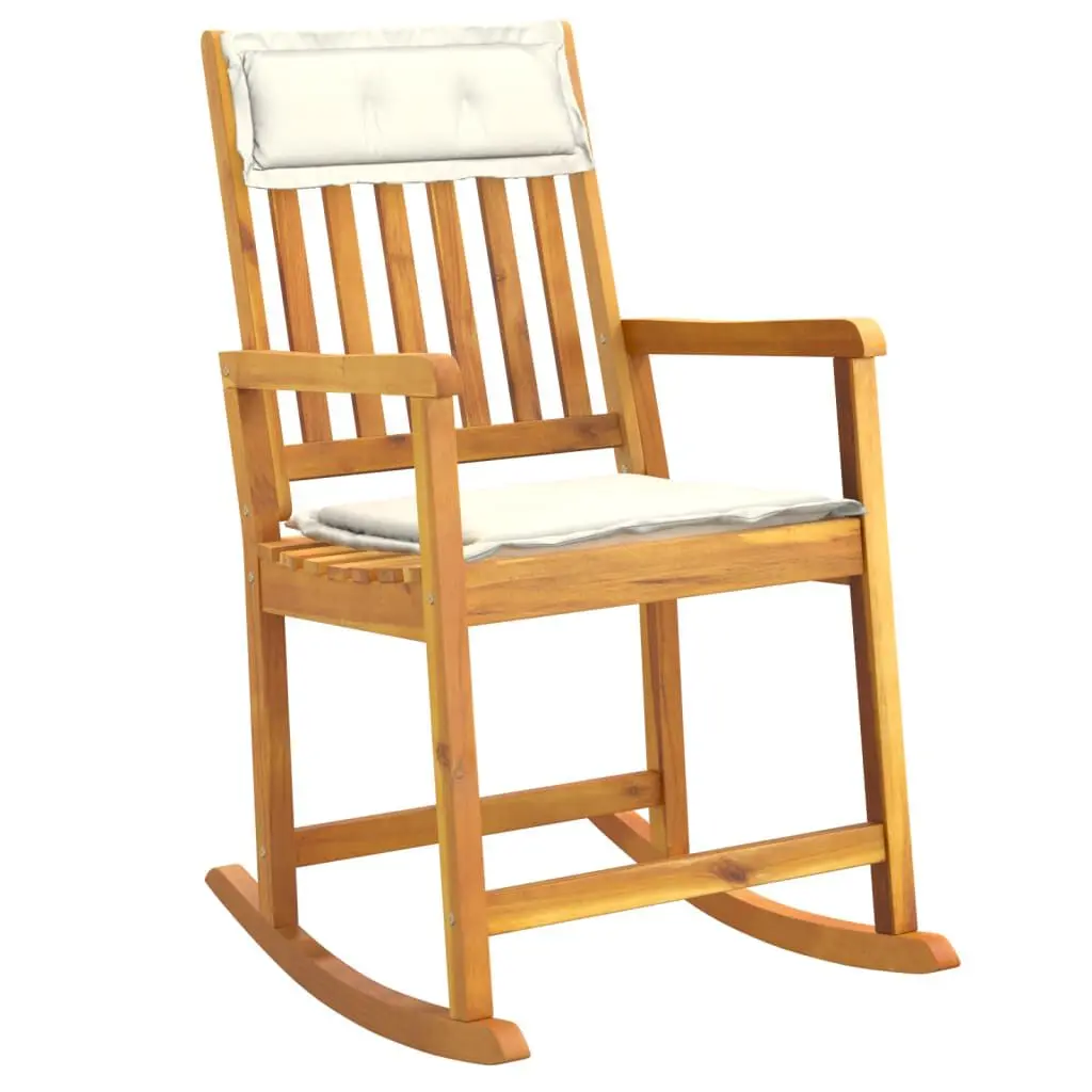 Rocking Chair Cushions Solid Wood Acacia Comfortable Outdoor Seating