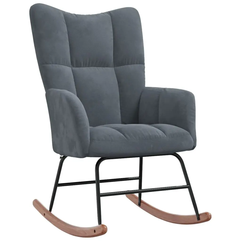 Rocking Chair Dark Gray Velvet Upholstered Rocker