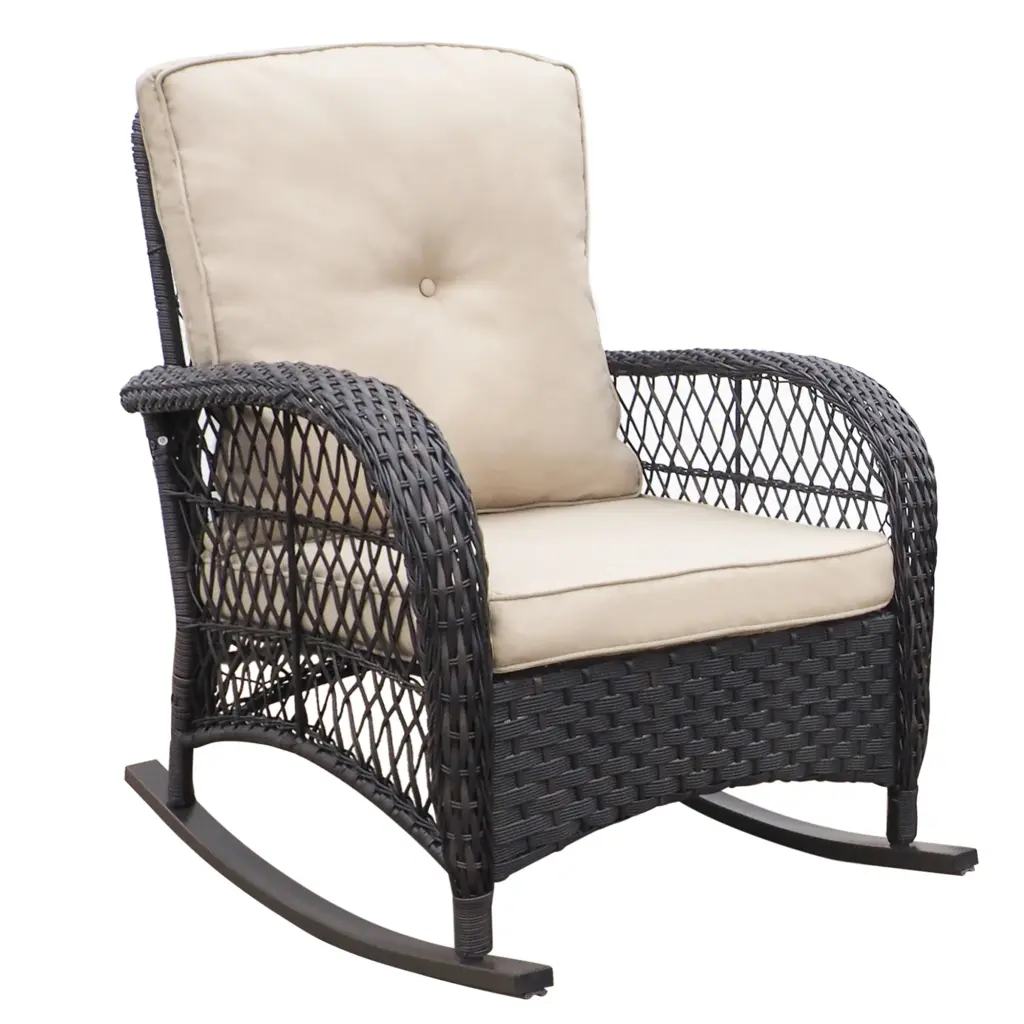 Garden Rocking Chair Outdoor Rattan Rocker All Weather Hand Woven Design romantic furniture