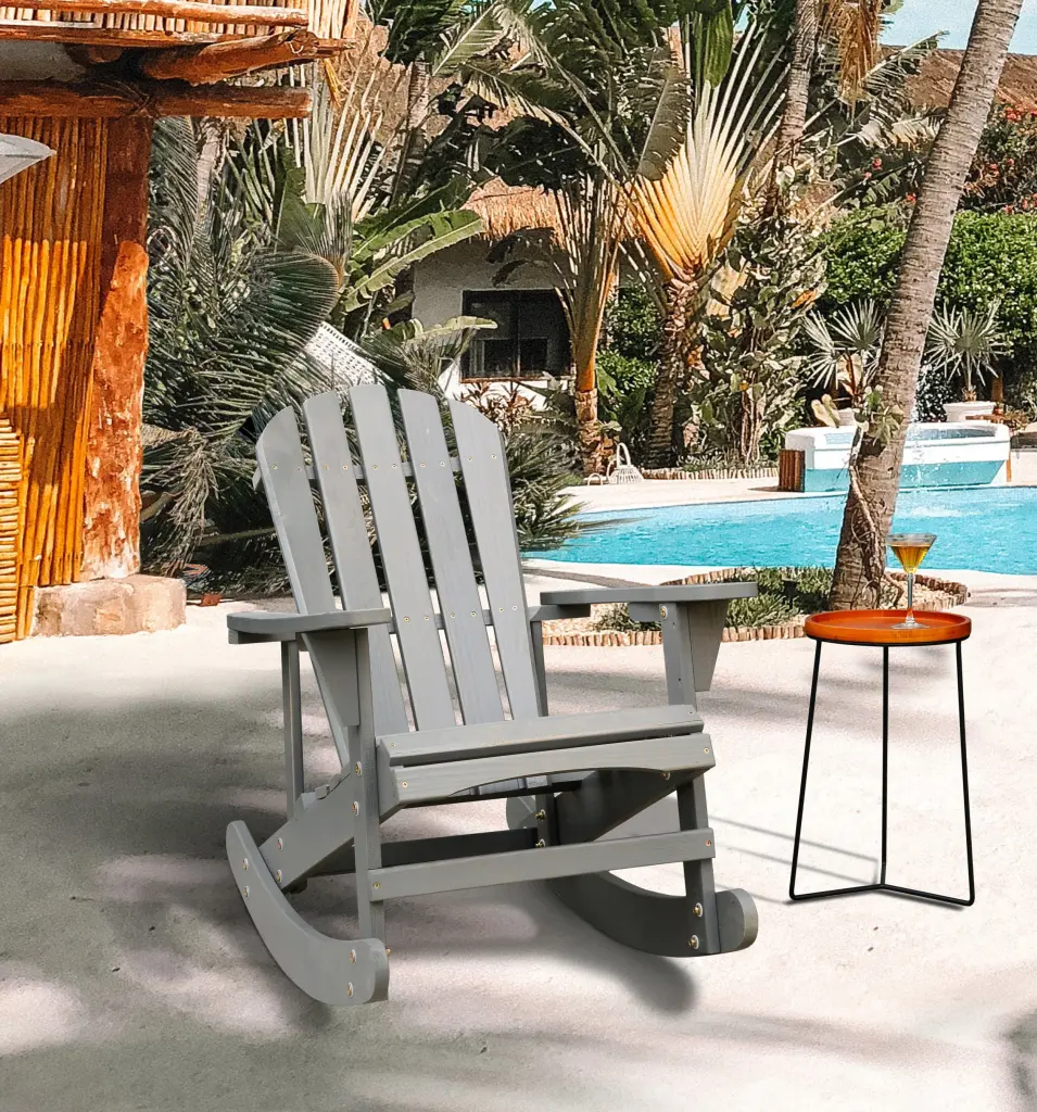 Adirondack Rocking Chair Solid Wood Chairs Finish Outdoor Home Decor tradeber