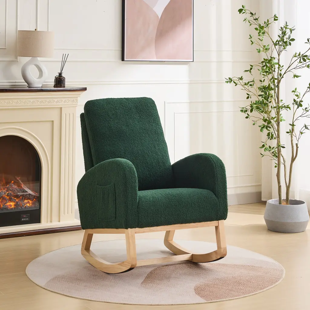 27.2 W Rocking Chair Nursery Sherpa Glider Chair High Back w1852