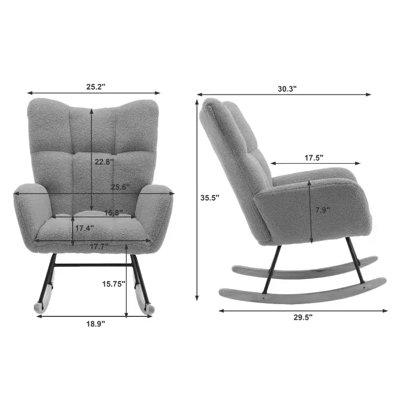 Modern Nursery Rocking Chair Upholstered Glider Chair High Back w2725