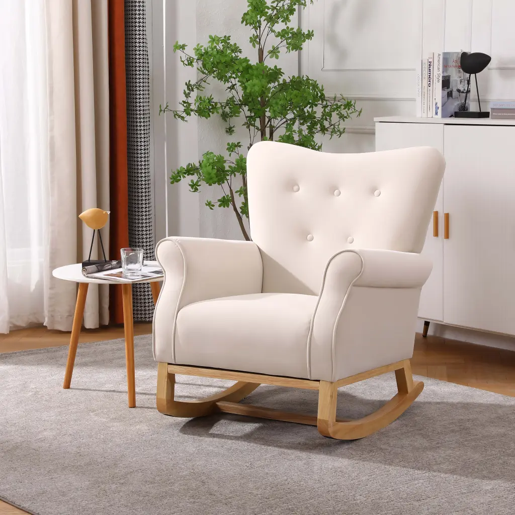 Baby Room High Back Rocking Chair Nursery Comfortable Rocker xr-1361