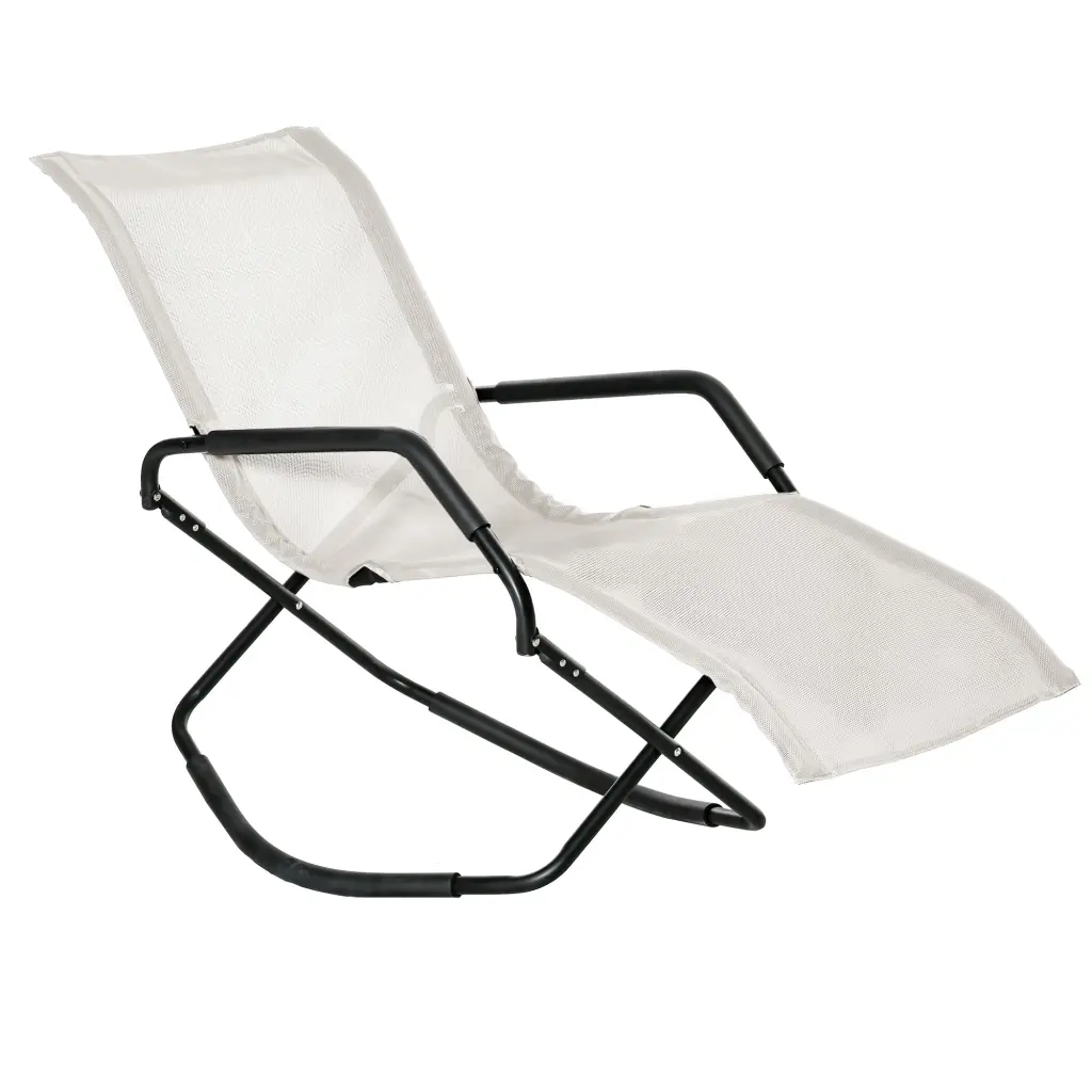Rocking Sun Lounger Chaise Lounge Rocker Sunbathing Sun Tanning Outdoor Patio Furniture aosom business