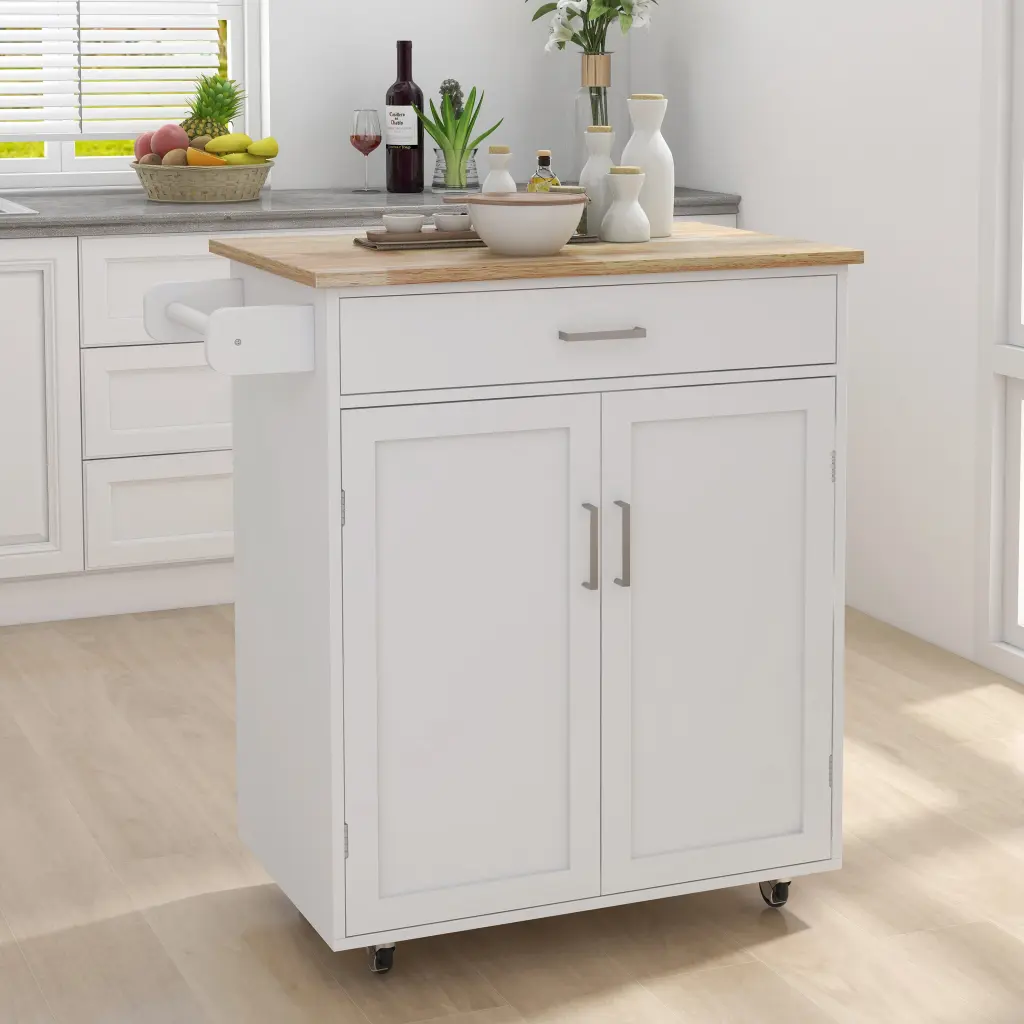 Kitchen Island Rolling Trolley Customizable Shelves And Towel cl worthy houseware co.-ltd.