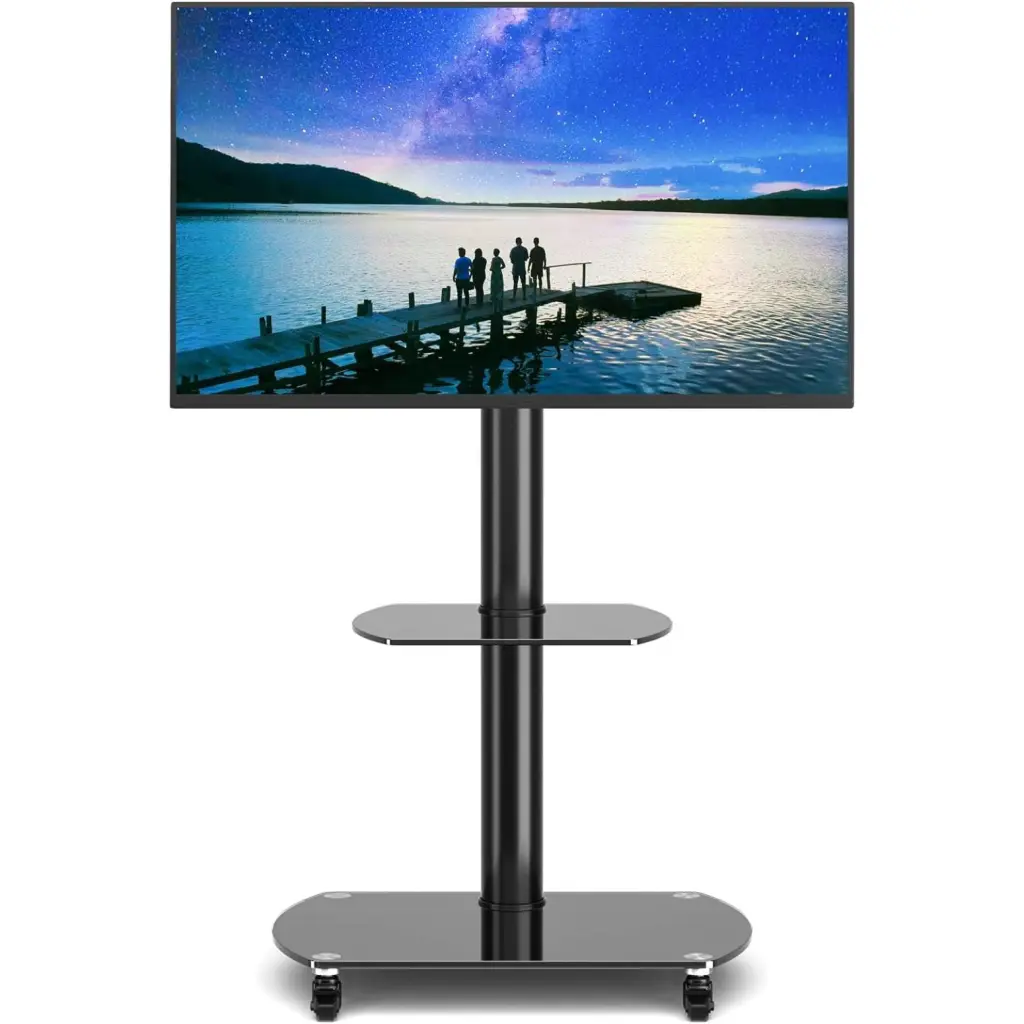 HetayC Universal Swivel Mobile TV Stand Rolling Cart 32-75 Inch Flat Screen TV Monitor