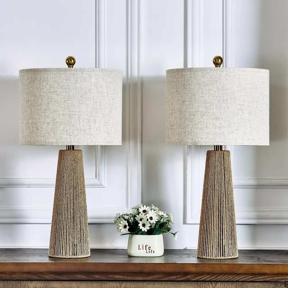 25.8 " Hardware Paper Rope Table Lamp Wheatish-Colored Lampshade place 2) #T271