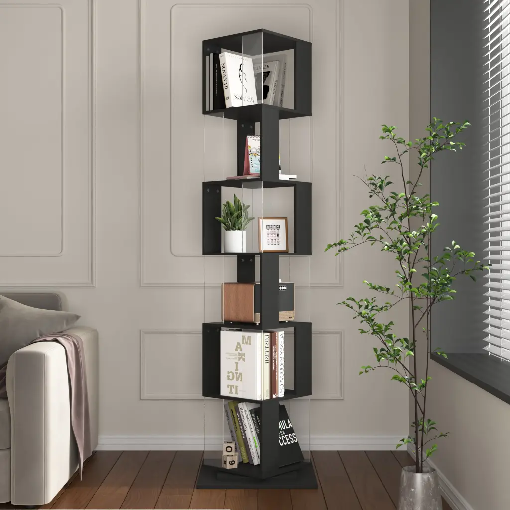 6 Tier Rotating Bookshelf Floor Rack Acrylic Pla Effortless Bookcase newmark
