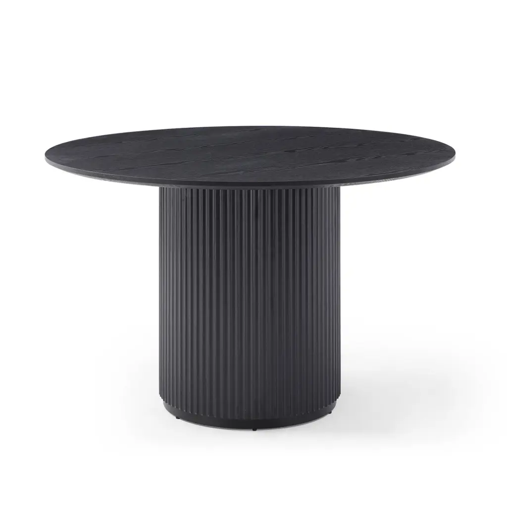 Handcrafted MDF Black Round Dining Coffee Table Pedestal Design Dining Room Restaurant 47.2L x 29.5H ANTFURN