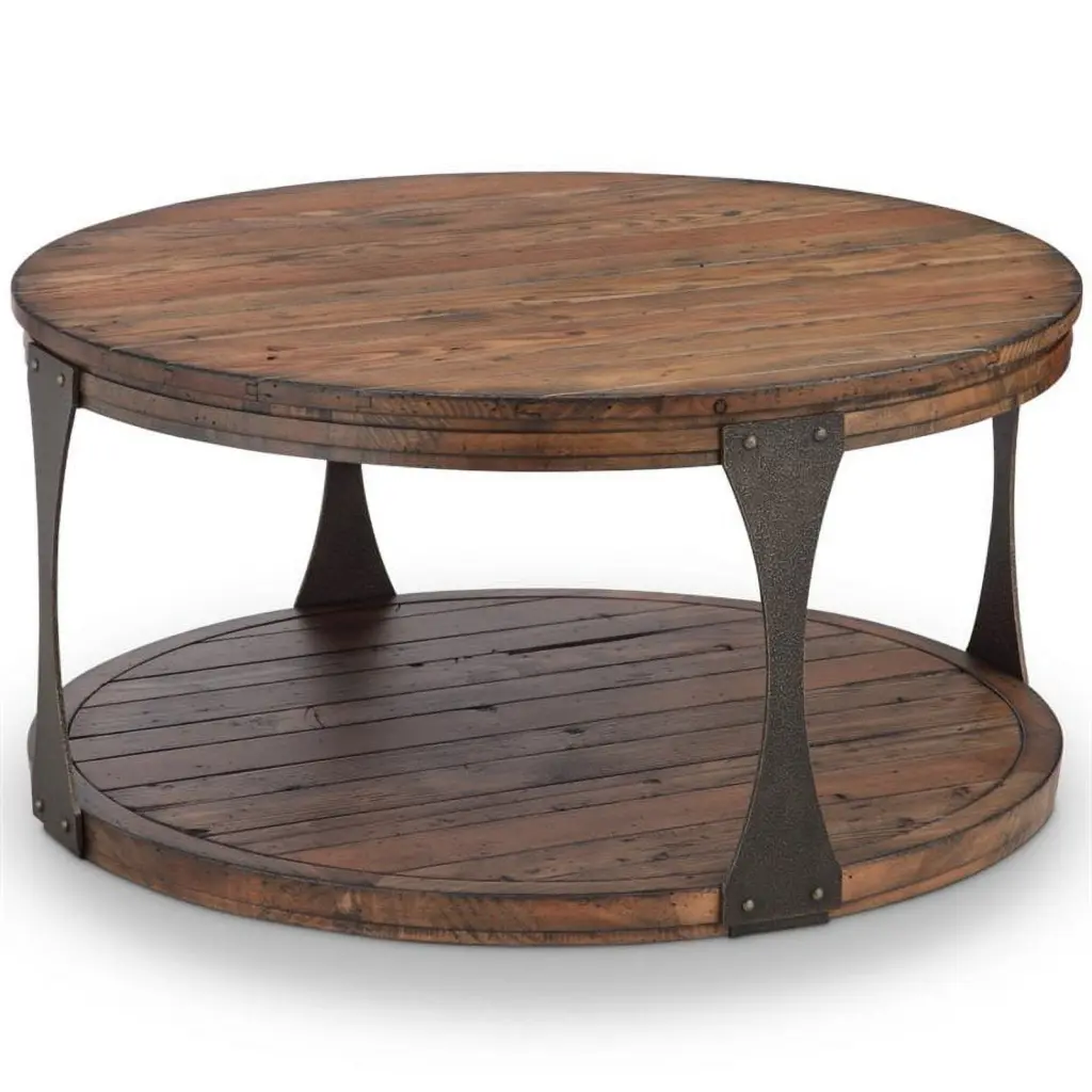 Beaumont Lane 36 Inch Round Coffee Table Bourbon and Aged Iron