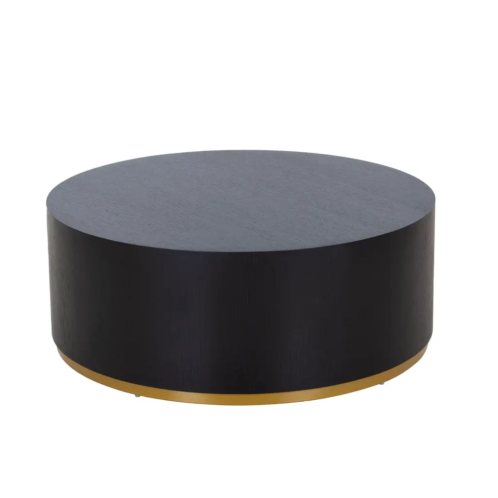 CoSoTower Round Coffee Table Side Table Living Room Fully Assembled Black