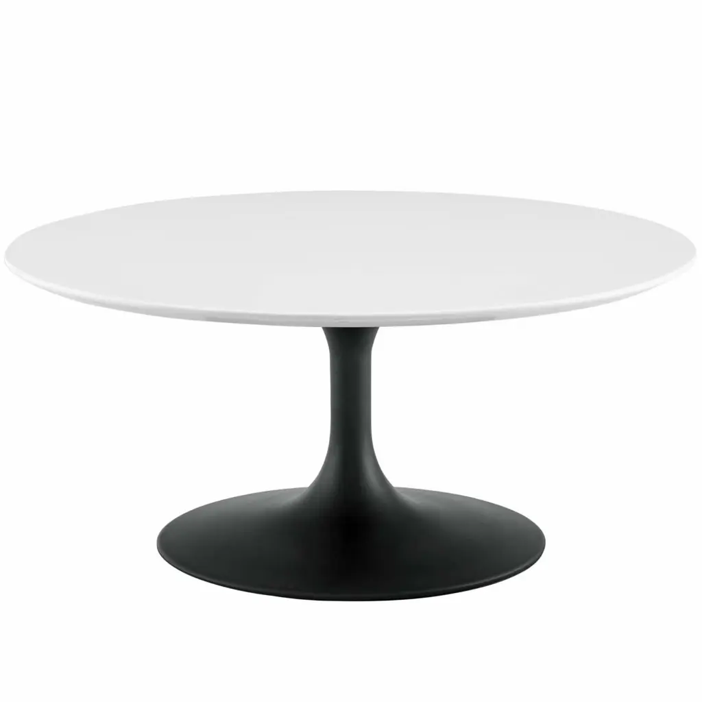 Ergode Lippa 36 Round Wood Coffee Table Black and White Living Room
