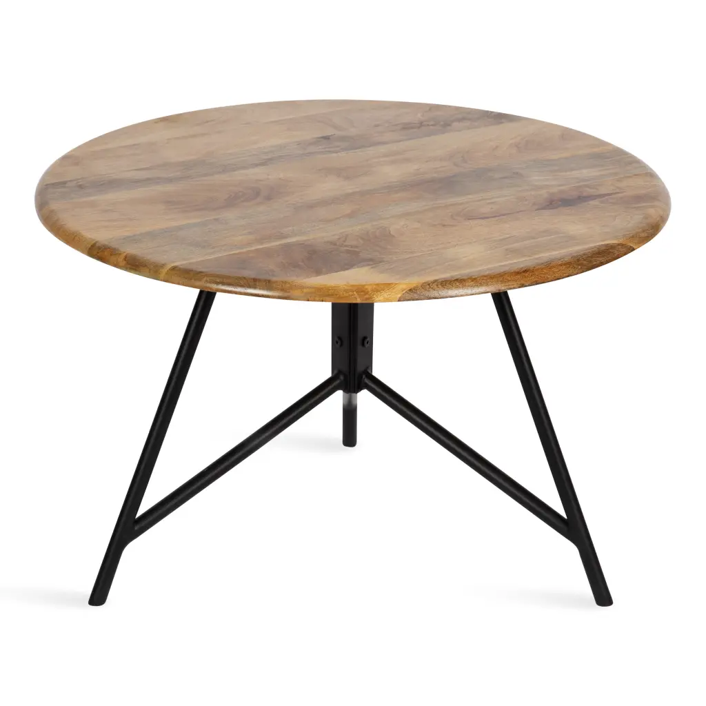 Kate and Laurel Pallson Boho Round Coffee Table Natural Wood and Black