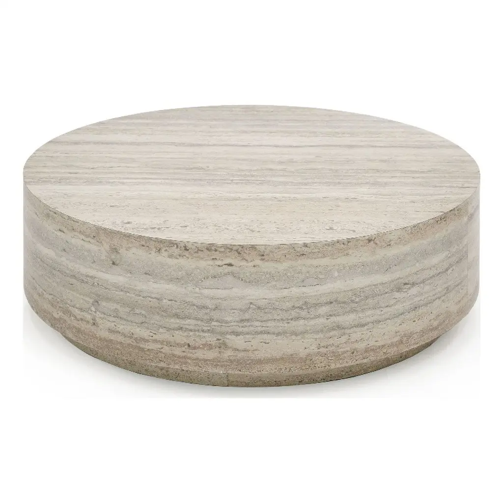 Nova Domus Roma Modern Travertine Round Coffee Table Modrest