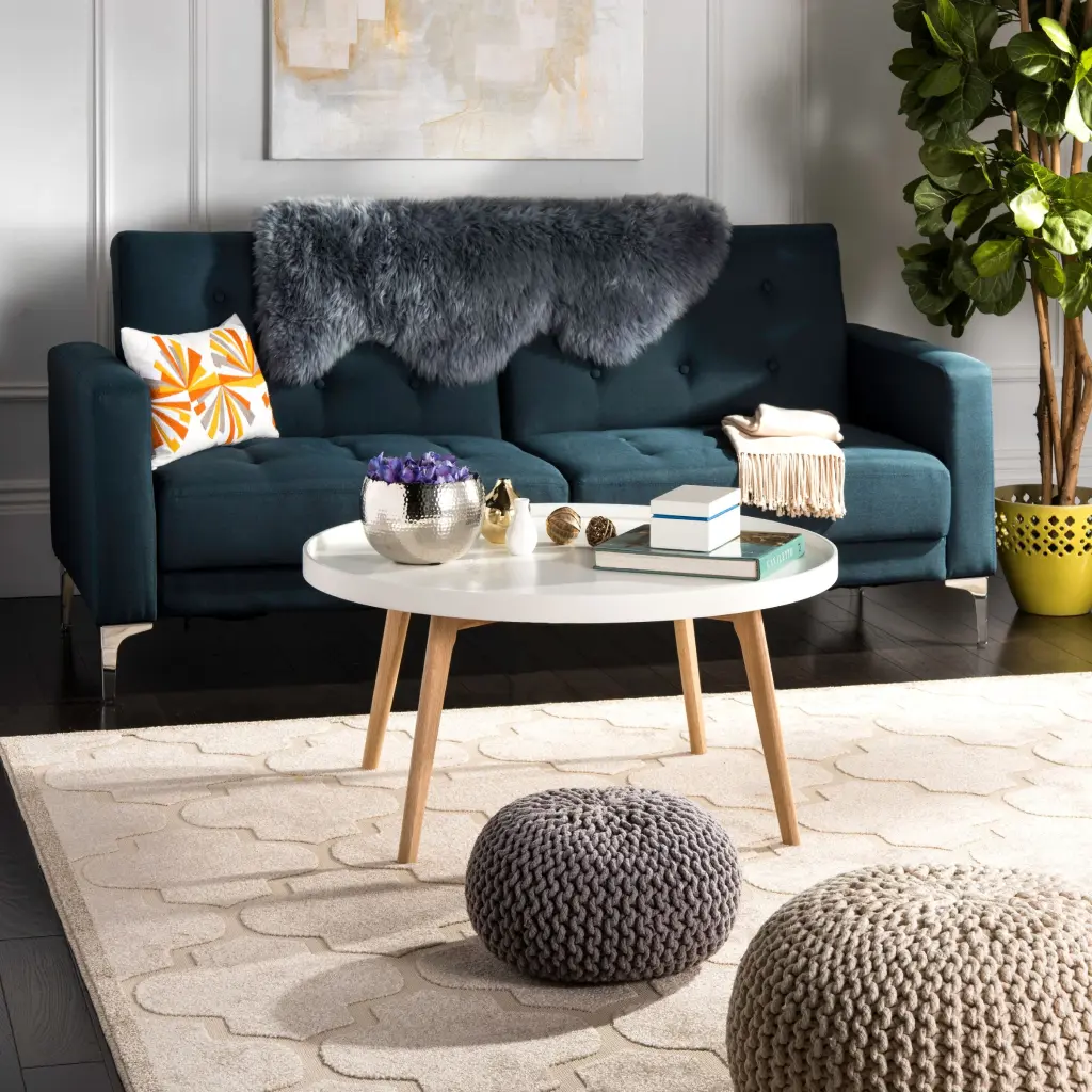 SAFAVIEH Rue Modern Round Coffee Table White Living Room