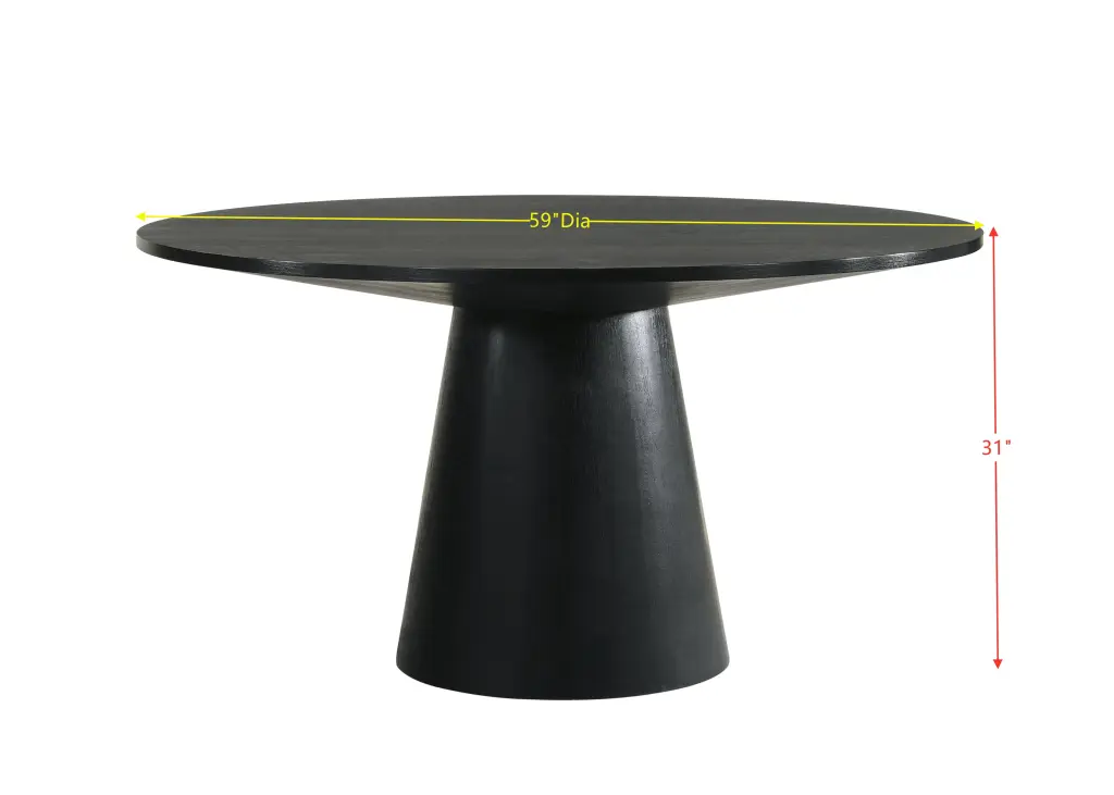 Froja Round Dining Table Black Finish Timber Modern Kitchen Table acme onsite store