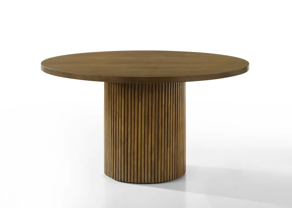 Hezrai Round Dining Table Walnut Finish DN02895 Walnut Wood acme onsite store