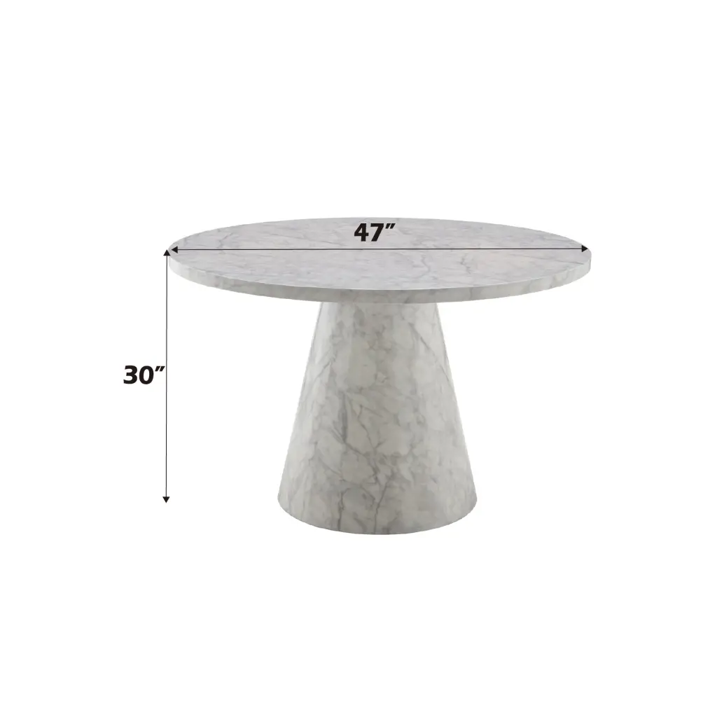 Kacey Round Dining Table Engineered Marble Finish Gray Timber acme onsite store