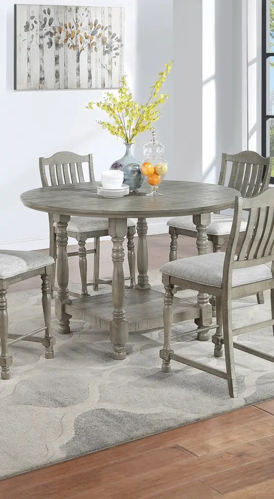 Light Grey Round Dining Table Open Shelf Design kanepe