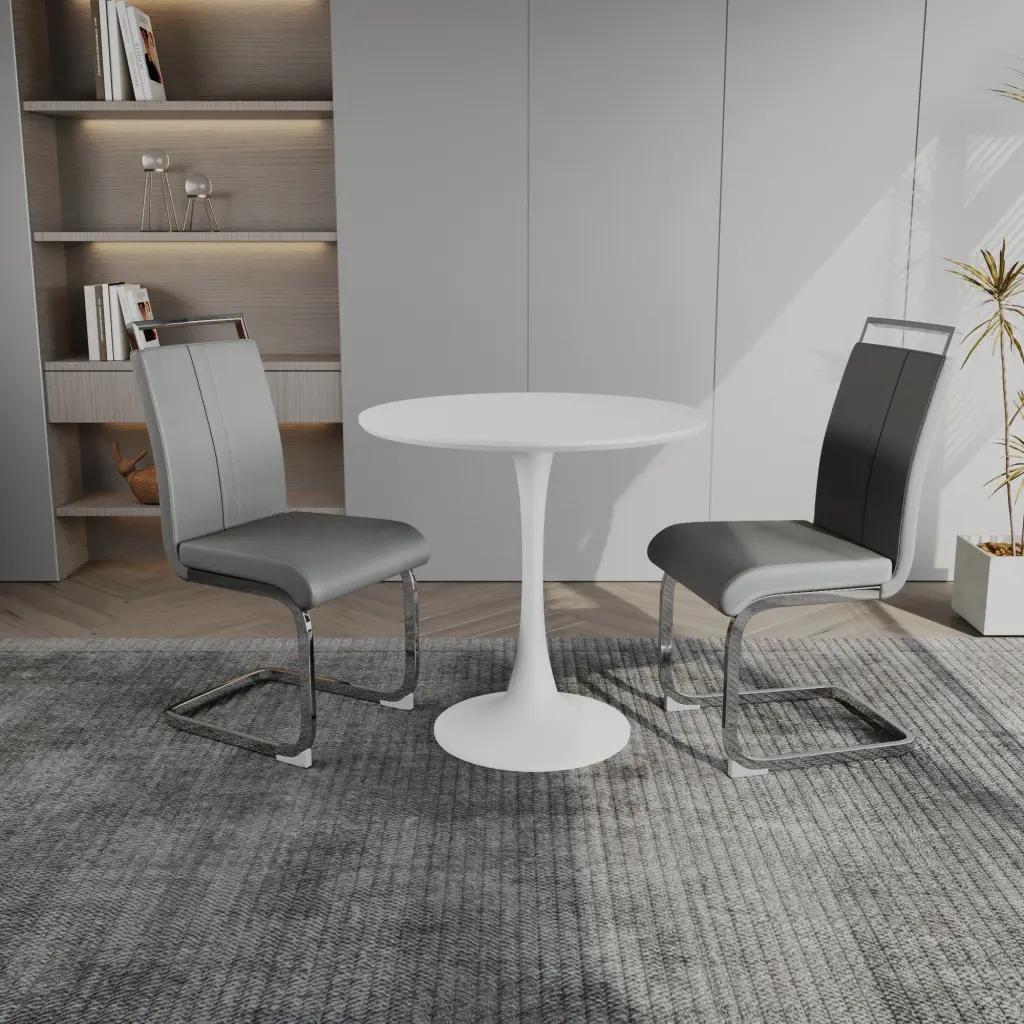 31.5" White Circular Dining Table, Tulip Dining Table, Kitchen Dining - Modern Round Table Small Spaces nuoli furniture
