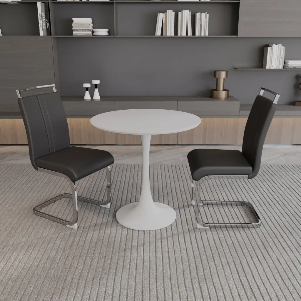 31.5" White Circular Dining Table, Tulip Dining Table, Kitchen Dining - Compact Round Table Modern Homes nuoli furniture
