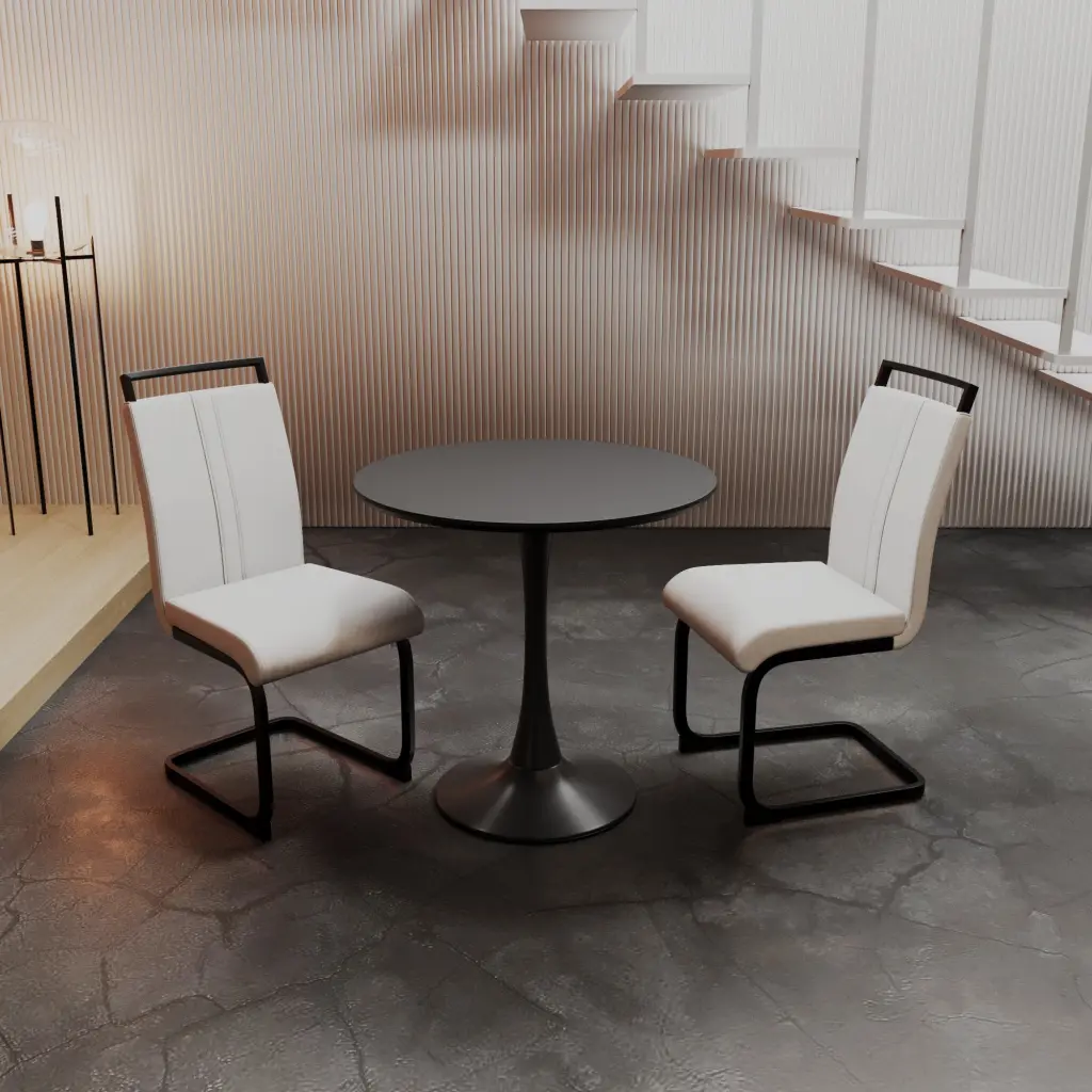 Black Circular Dining Table 31.5 Inch Tulip Dining Table Kitchen nuoli furniture