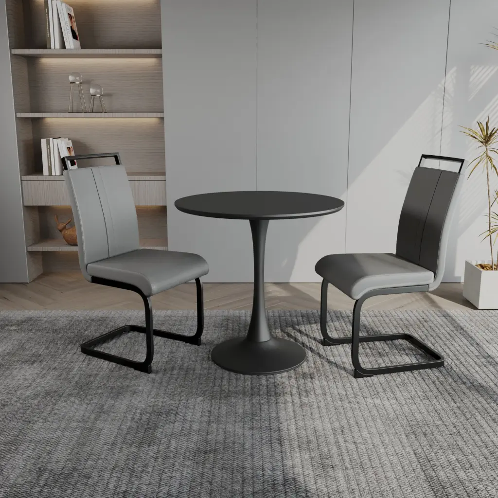 Black Circular Dining Table 31.5 Inch Tulip Dining Table Kitchen And Dining Room nuoli furniture
