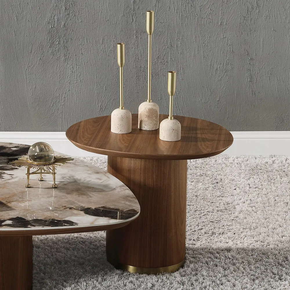 Walnut End Table Pedestal Base Living Room furniture max