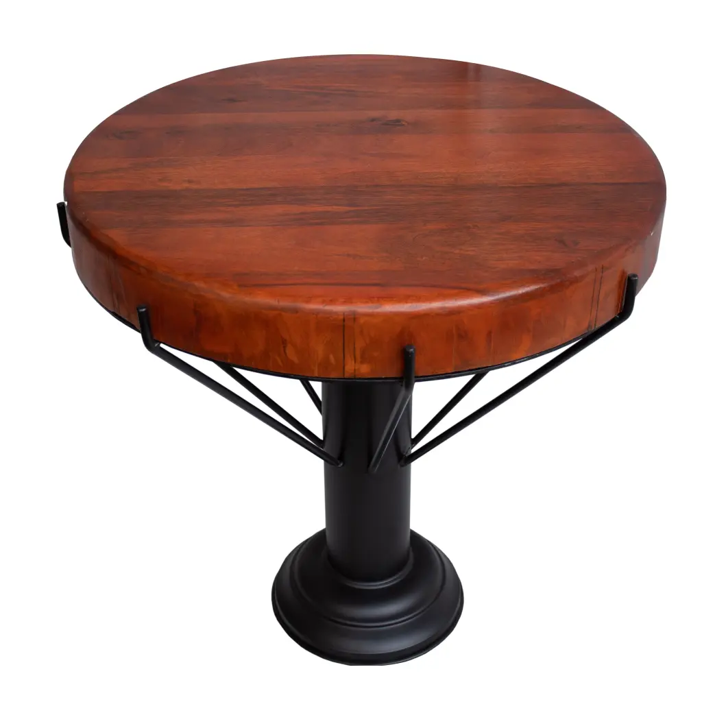 26 Inch Artisan-made Round Side End Table Thick Mango Wood Top royal hampton