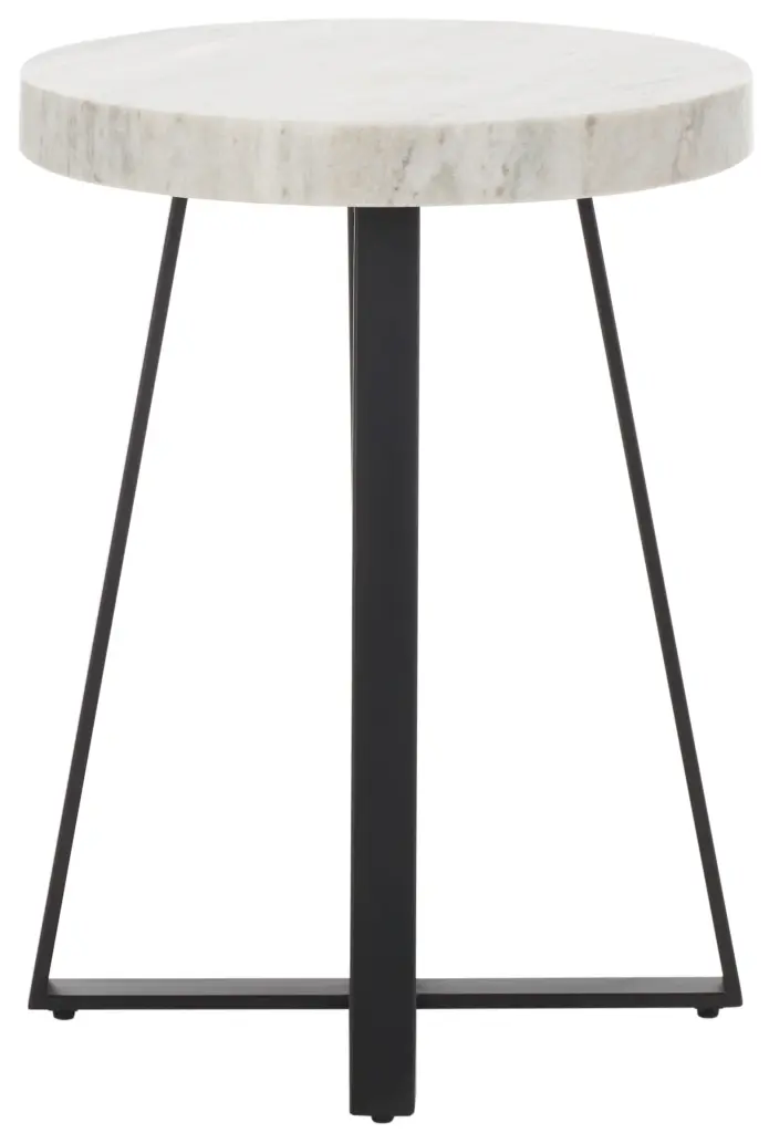 SAFAVIEH Guenon 24 Round End Table Sand Brown Marble and Black