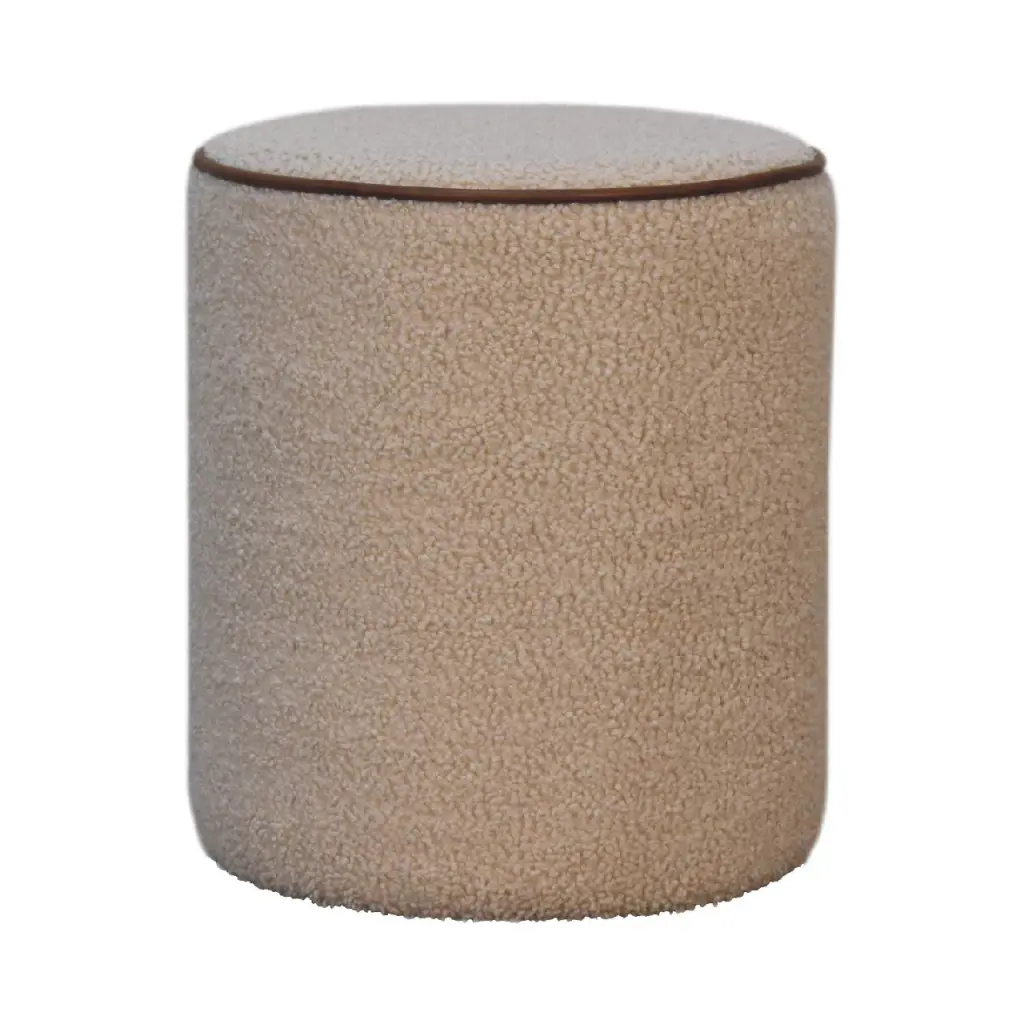Serenity Round Footstool Cream Foam Wood Fabric artisan furniture