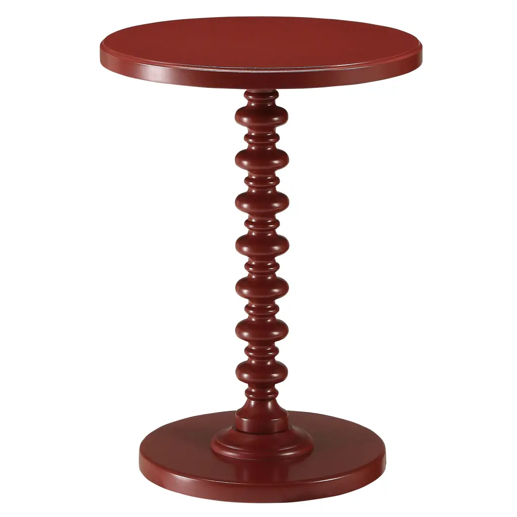 Red Round Timber Side Table Primary Living Space, Pedestal Base furniture max