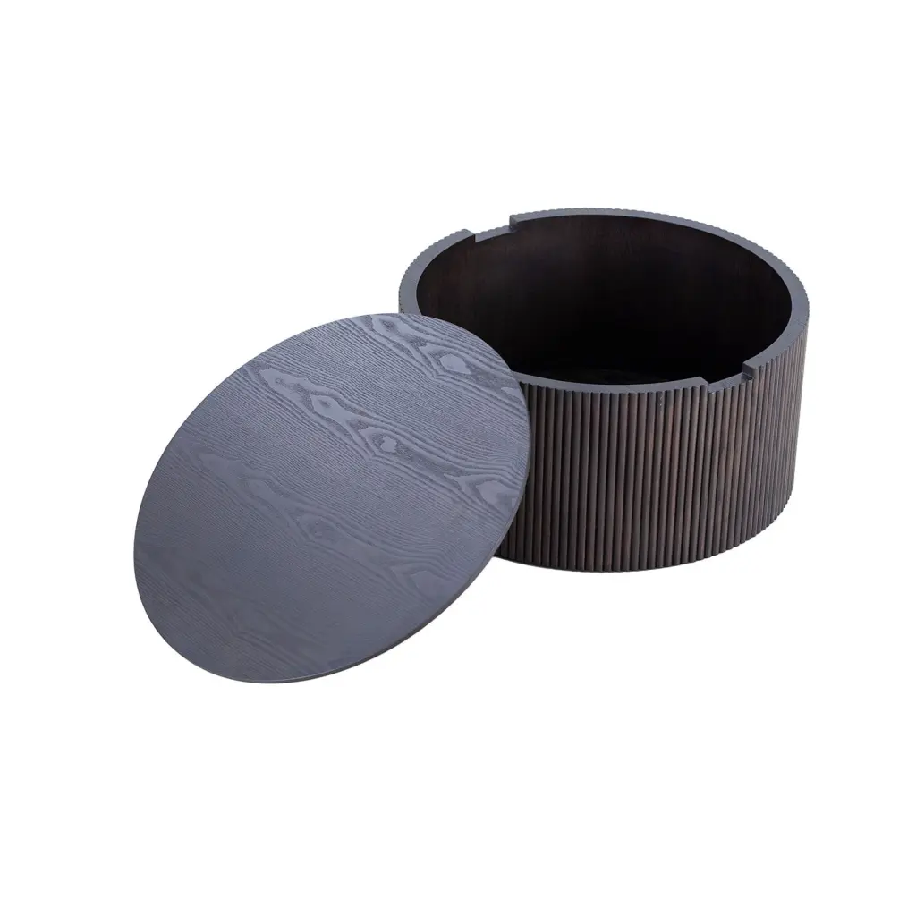 Handmade Round Coffee Table Side Table End Table Fraxinus Mandshurica MDF Smoky Color Wobythan