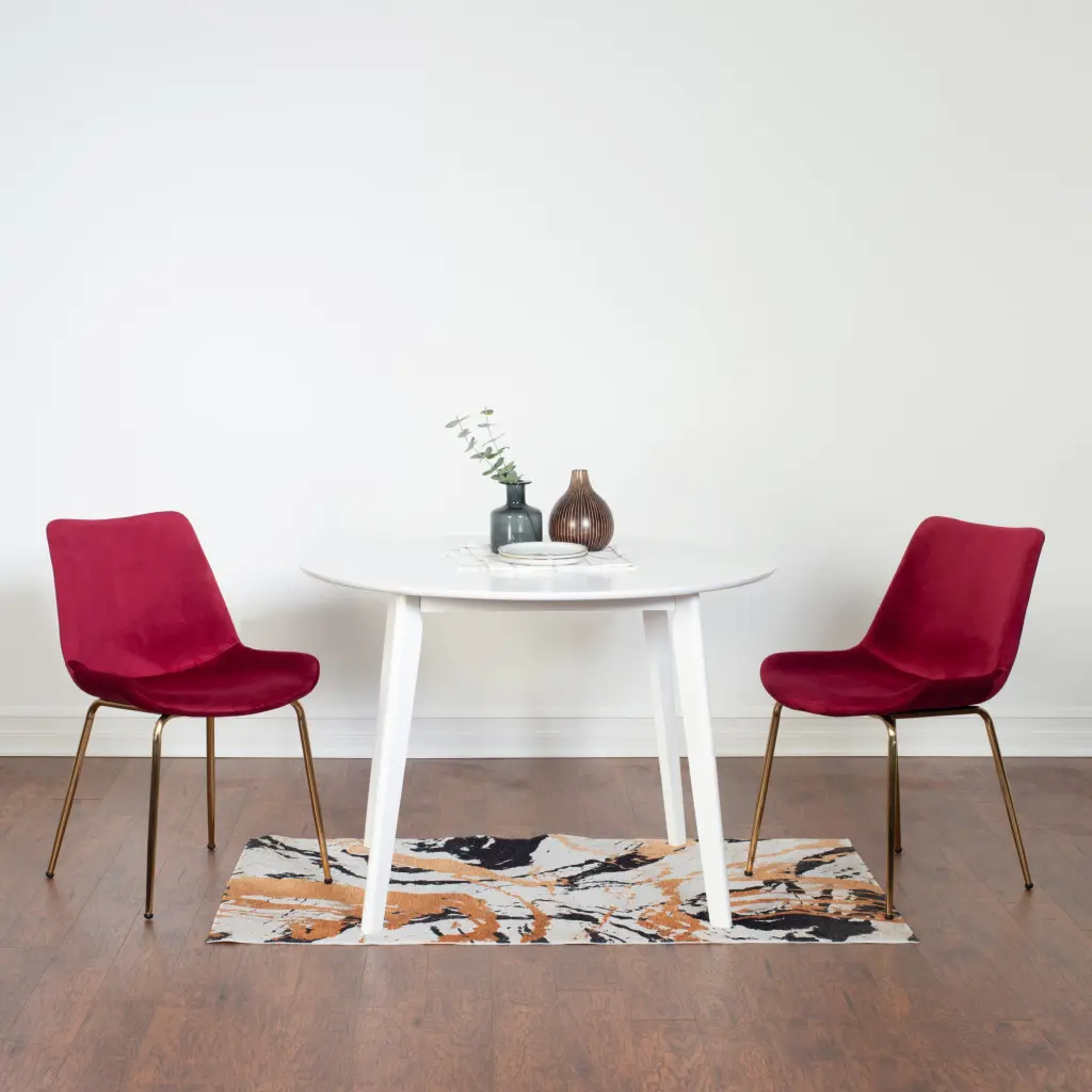 Aufurr Contemporary 3 Piece White Round Dining Table Set hz
