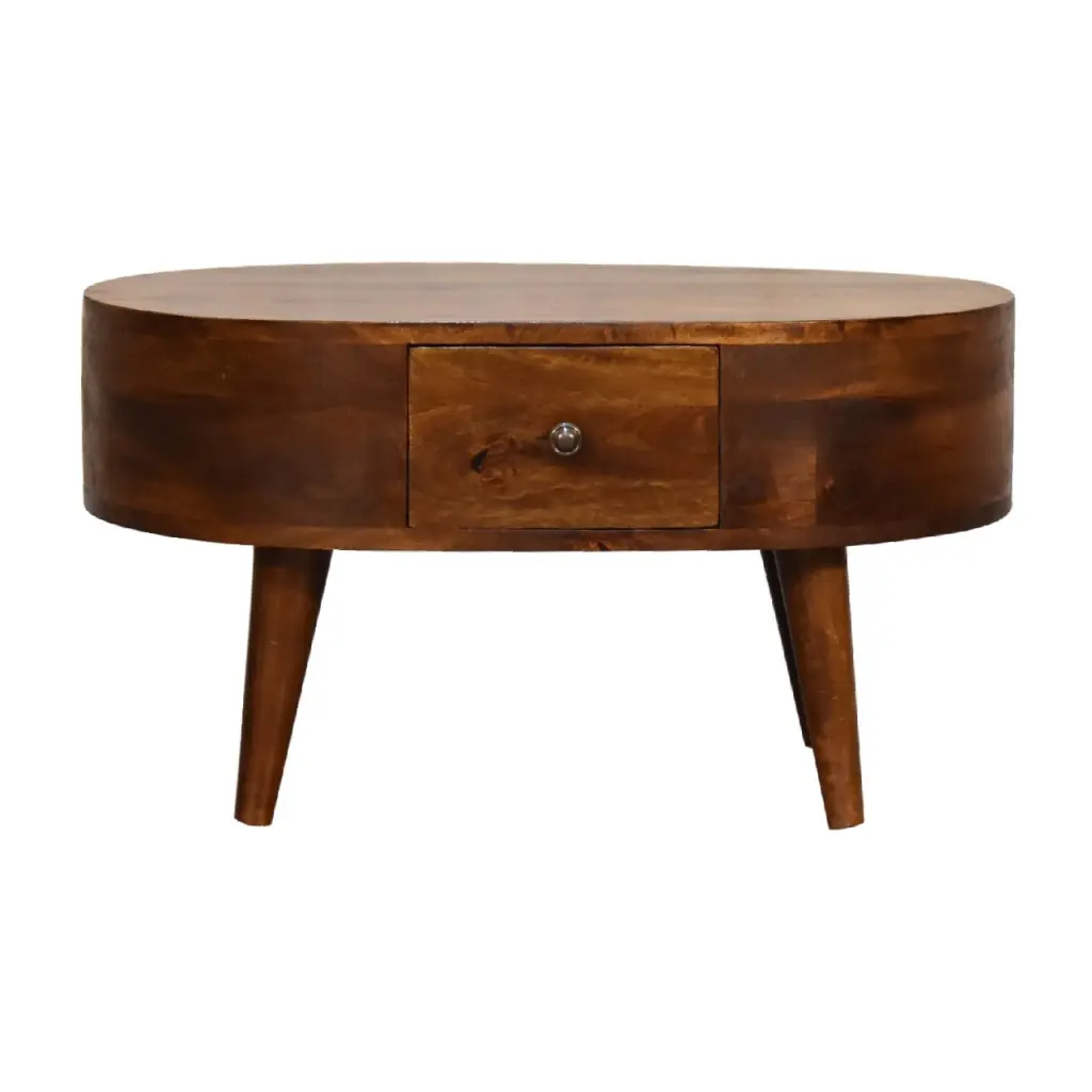 Mini Chestnut Rounded Coffee Table Solid Wood Living Room Furniture artisan furniture