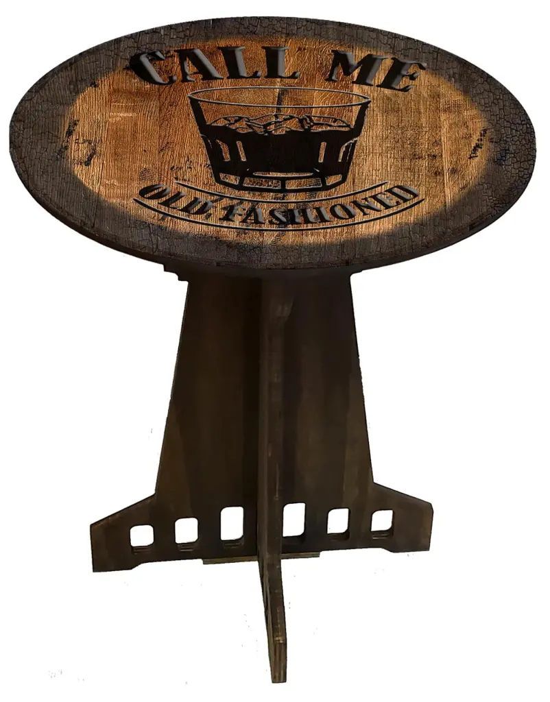 Side Table Drink Local Whiskey Gift Round Wood End Table Craft Bar Signs