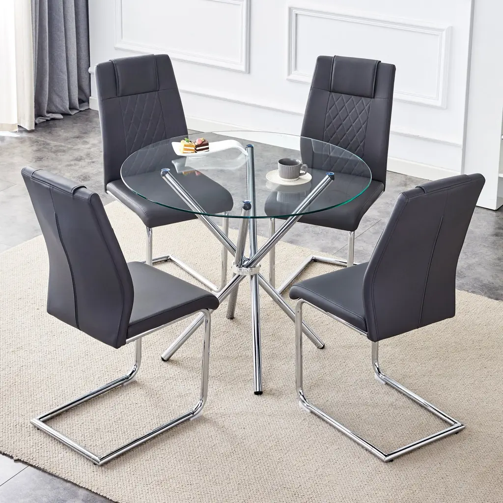 36.6 Inch Round Clear Crystal Dining Table Unique Design Modern Kitchen Furniture droom w-1151