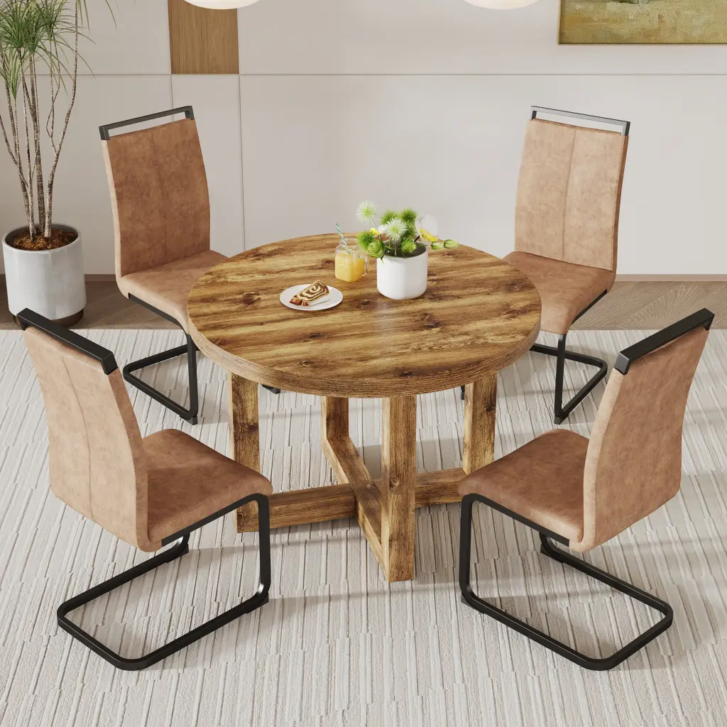 Modern Circular Dining Table MDF Top - Functional Design droom w-1151