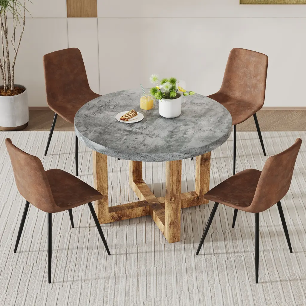 Modern Functional Circular Dining Table Made MDF E-reader Top droom w-1151