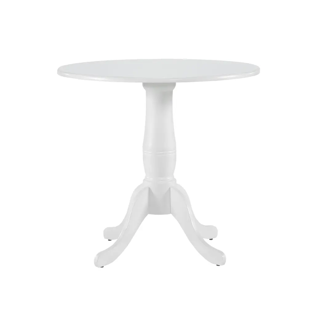 White Finish 1Pc Round Table Wooden Pedestal Base Casual Farmhouse Style kanepe