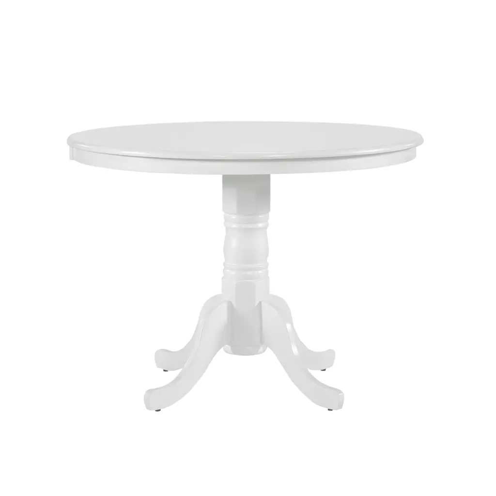 White Finish Round Dining Table 1Pc Farmhouse Style Wooden Furniture kanepe