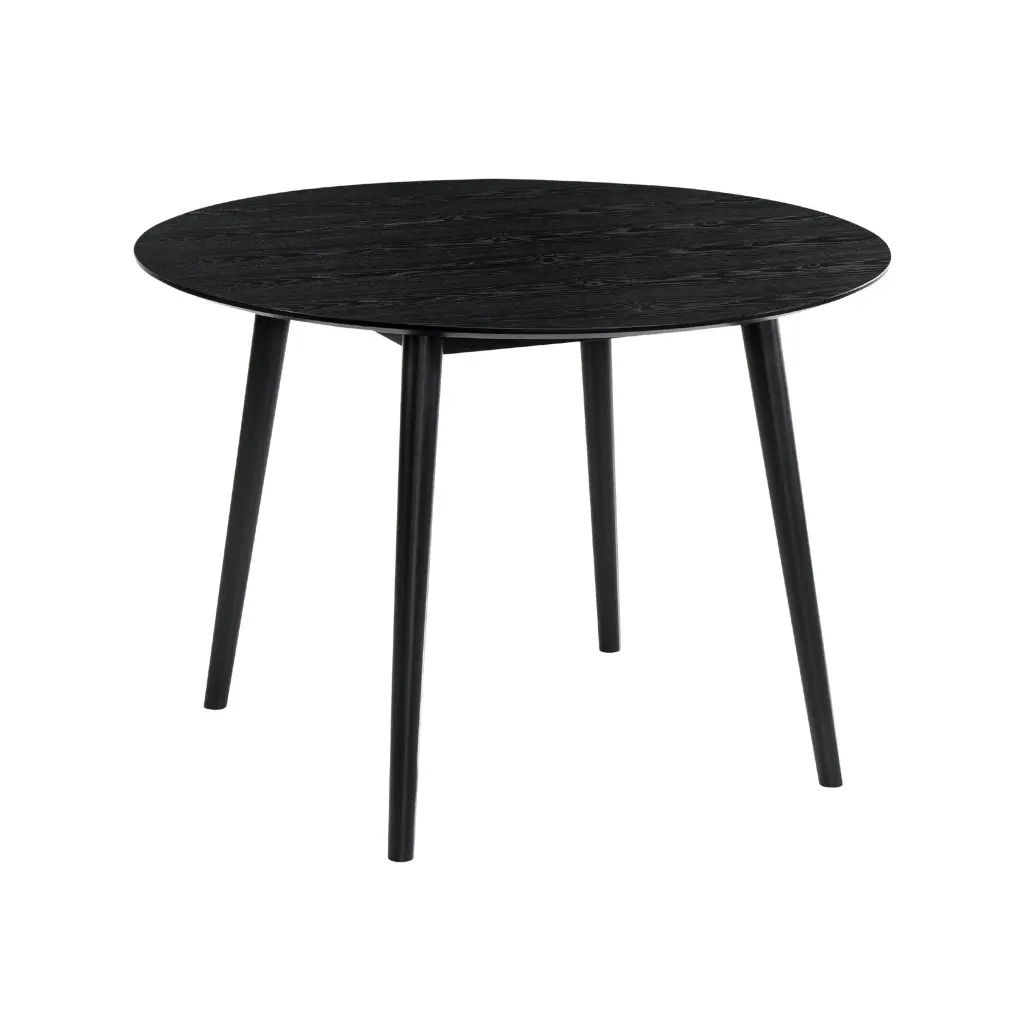 Round Dining Table Wood Top And Tapered Legs Black Modern Kitchen Furniture royal hampton