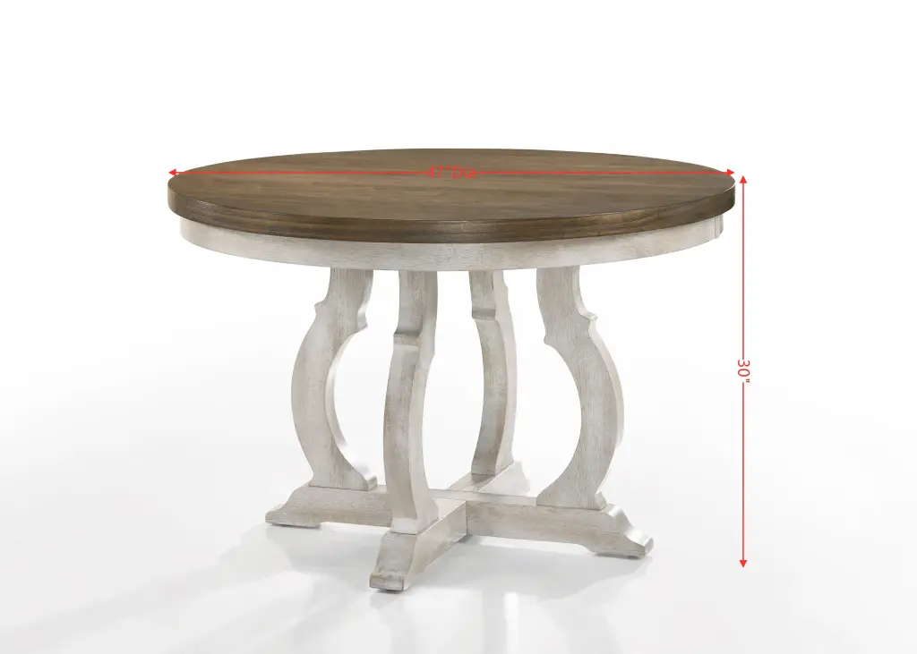 Cillin Round Dining Table Walnut & Antique White Finish acme onsite store