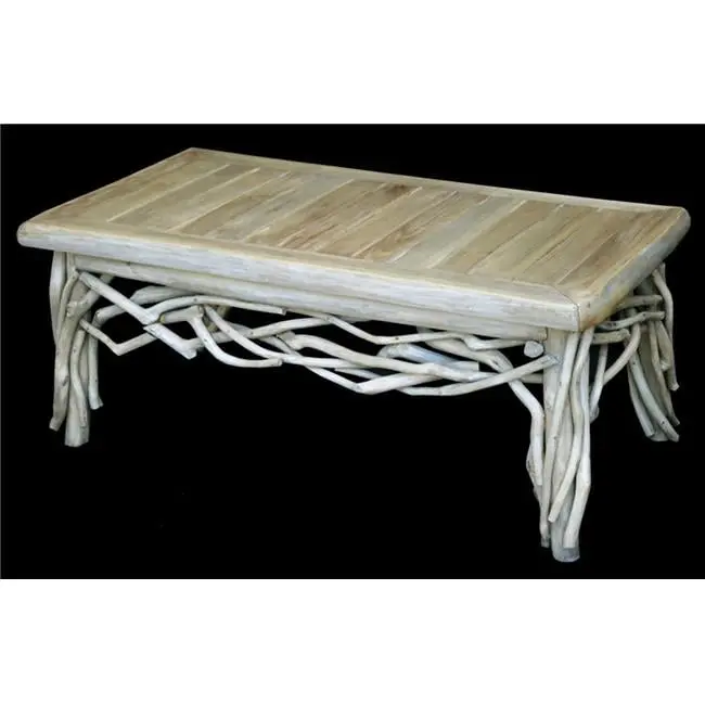 AFD Home Coastal Teak Branch Coffee Table Natural Wood Grain Outdoor Indoor Use