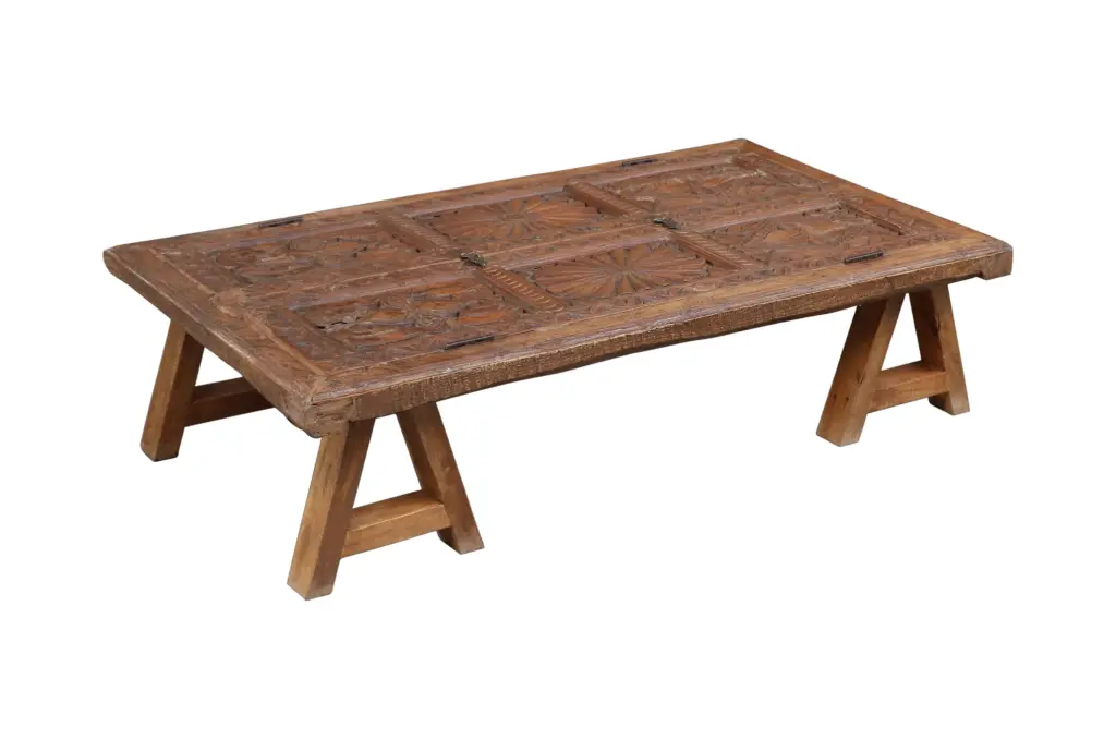 Reclaimed Solid Wood Coffee Table 52 Inch Large Rectangle Distressed Brown Cocktail Table Far Pavilions