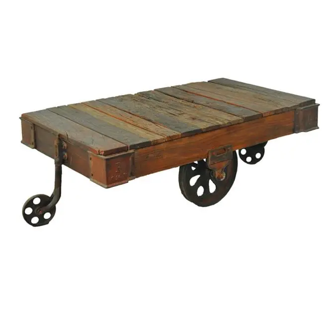 HomeRoots 488845 Black Brown Solid Wood Rectangular Distressed Coffee Table 18 x 50 x 32 Inches